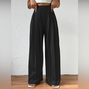 Elegant Black Wide-Leg Work Pants